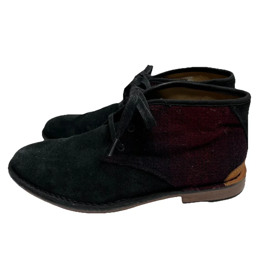 Sebago x Woolrich Halyard Plaid Suede Wool Chukka Boots Shoes 8.5 Men Black Red